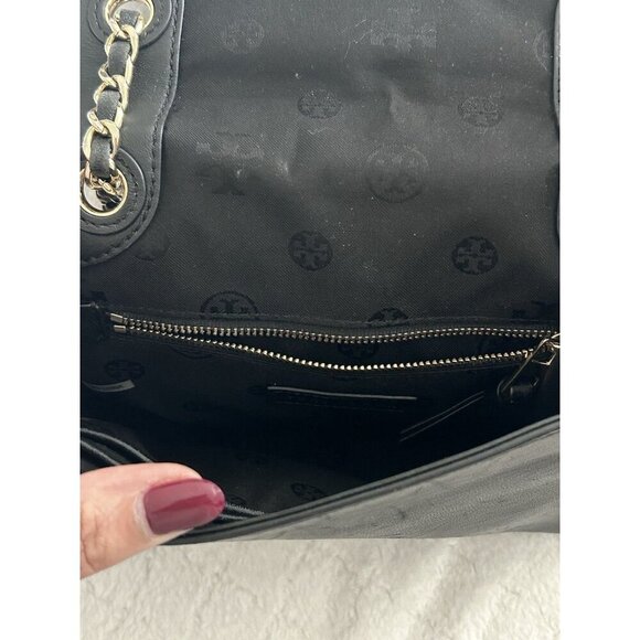 Tory Burch Bryant Medium Black Leather Shoulder Bag With Gold Chain Strap - Picture 8 of 8